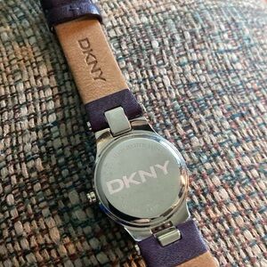 DKNY Men’s Purple Leather Strap Watch with Stainless Steel Caseback
